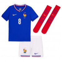 Camisa de Futebol França Aurelien Tchouameni #8 Equipamento Principal Infantil Europeu 2024 Manga Curta (+ Calças curtas)